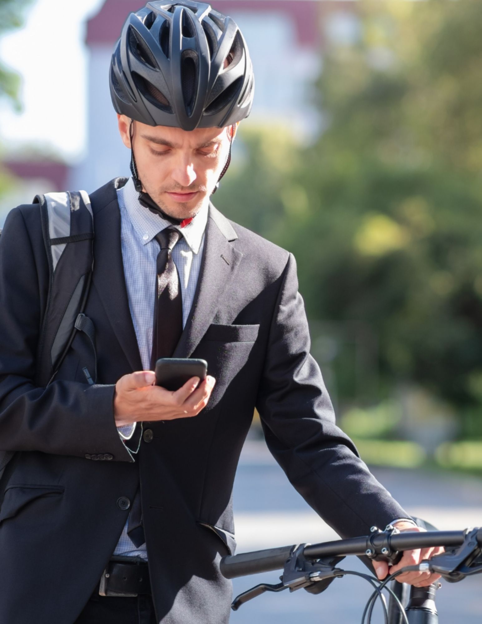 guy on phone with bike
