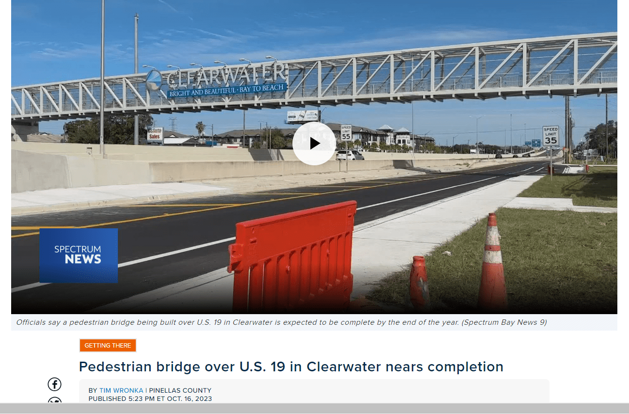 pedestrian bridge over U.S. 19